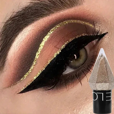 Waterproof Diamonds Eyeliner Eyeshadow Glitter Silver Rose Gold Color Shiny Sequins Eyeliner Eye Shadow Makeup Beauty Cosmetics - Celebrity Hair & Beauty