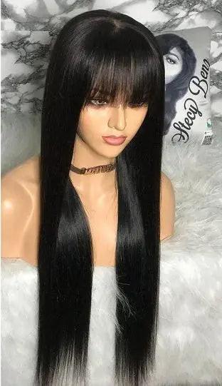 Human Hair Wig With Bangs.