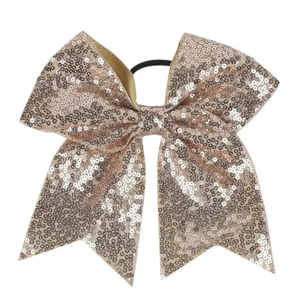 Big Bowknot Girl Hairband Girls Ribbon Cheerleading Hair Bows with Sequin Beads Kids Ponytail Holder Women Elastic Hair Tie LCF