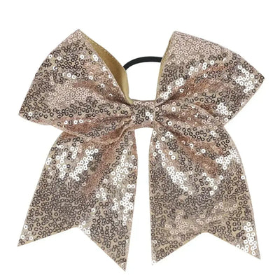 Big Bowknot Girl Hairband Girls Ribbon Cheerleading Hair Bows with Sequin Beads Kids Ponytail Holder Women Elastic Hair Tie LCF