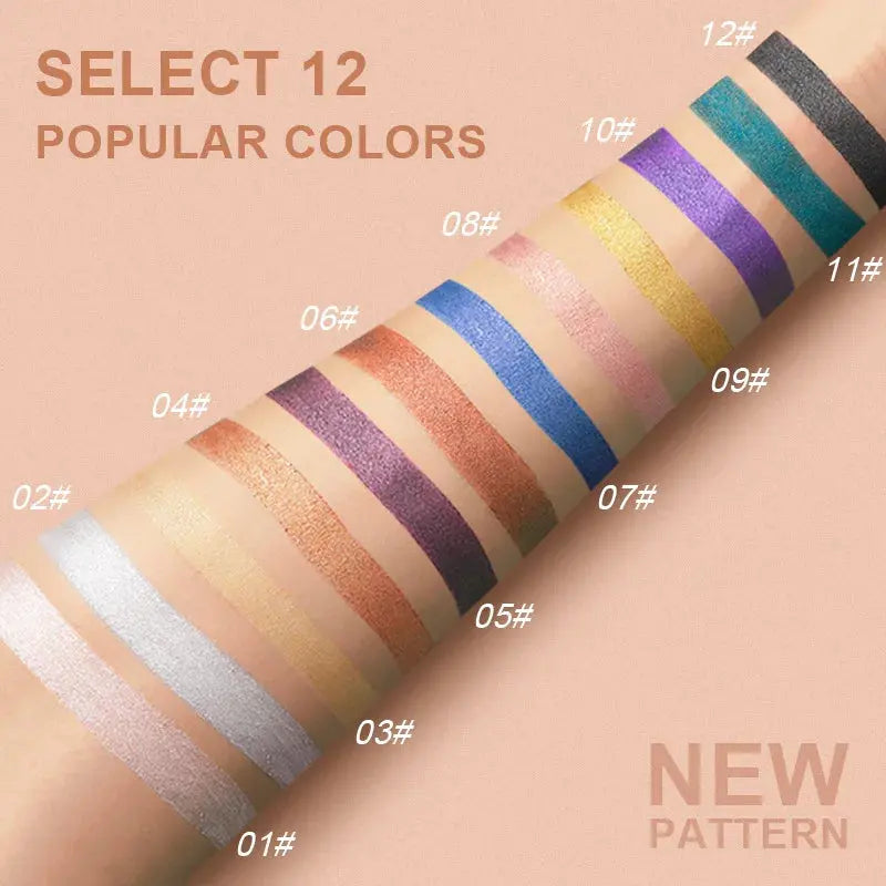 12 Colors Pearlescent Eyeshadow Pen Long Lasting Waterproof - Celebrity Hair & Beauty
