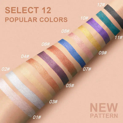 12 Colors Pearlescent Eyeshadow Pen Long Lasting Waterproof - Celebrity Hair & Beauty