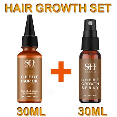 Chebe New Set African Traction Alopecia Treatment Crazy Hair Growth Oil Spray Edge Control Hair Styling Braiding Gel Wax Sevich Fast hair growth set