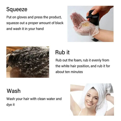 500ml 3 In 1 Instant Coloring Shampoo Natural Black Dye