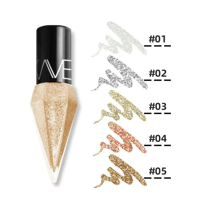 Waterproof Diamonds Eyeliner Eyeshadow Glitter Silver Rose Gold Color Shiny Sequins Eyeliner Eye Shadow Makeup Beauty Cosmetics - Celebrity Hair & Beauty