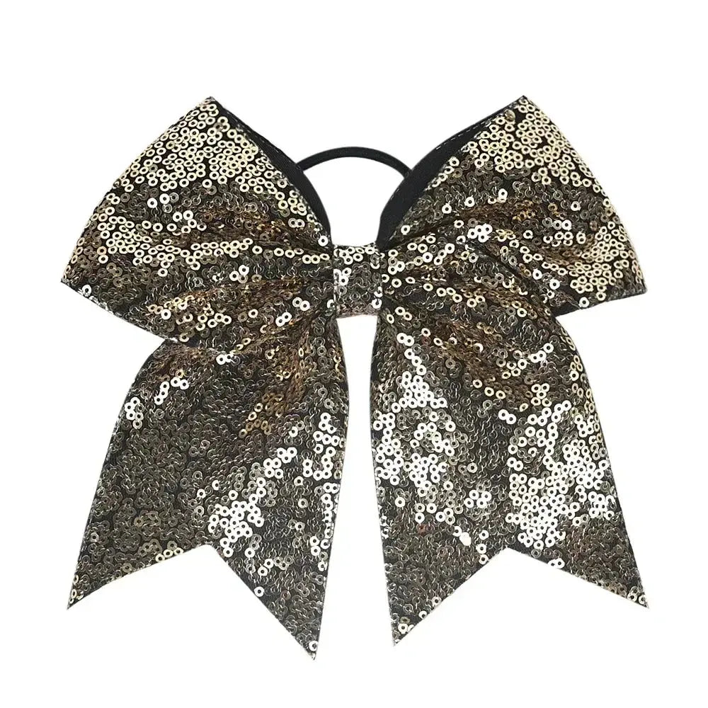 Big Bowknot Girl Hairband Girls Ribbon Cheerleading Hair Bows with Sequin Beads Kids Ponytail Holder Women Elastic Hair Tie HJ