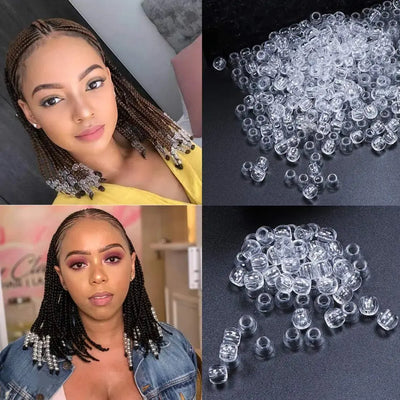 50pcs 12mm Transparent Resin Hair Beads for Dreadlocks Transparent Color