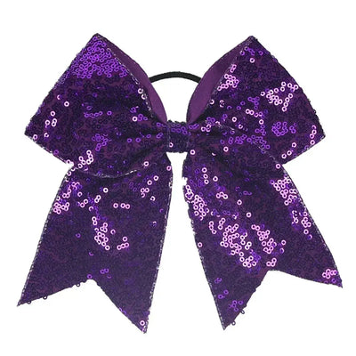 Big Bowknot Girl Hairband Girls Ribbon Cheerleading Hair Bows with Sequin Beads Kids Ponytail Holder Women Elastic Hair Tie DPL