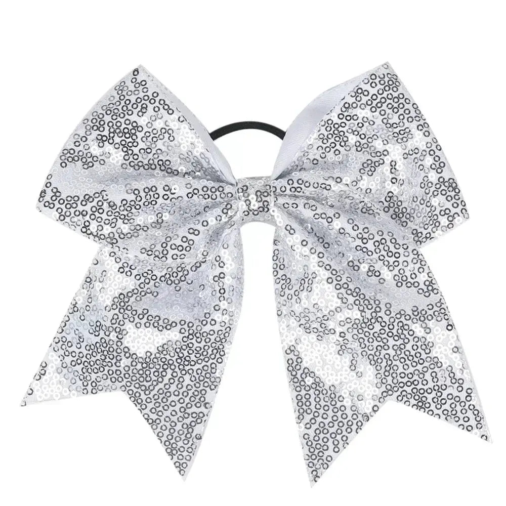 Big Bowknot Girl Hairband Girls Ribbon Cheerleading Hair Bows with Sequin Beads Kids Ponytail Holder Women Elastic Hair Tie SL
