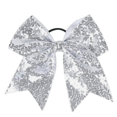 Big Bowknot Girl Hairband Girls Ribbon Cheerleading Hair Bows with Sequin Beads Kids Ponytail Holder Women Elastic Hair Tie SL