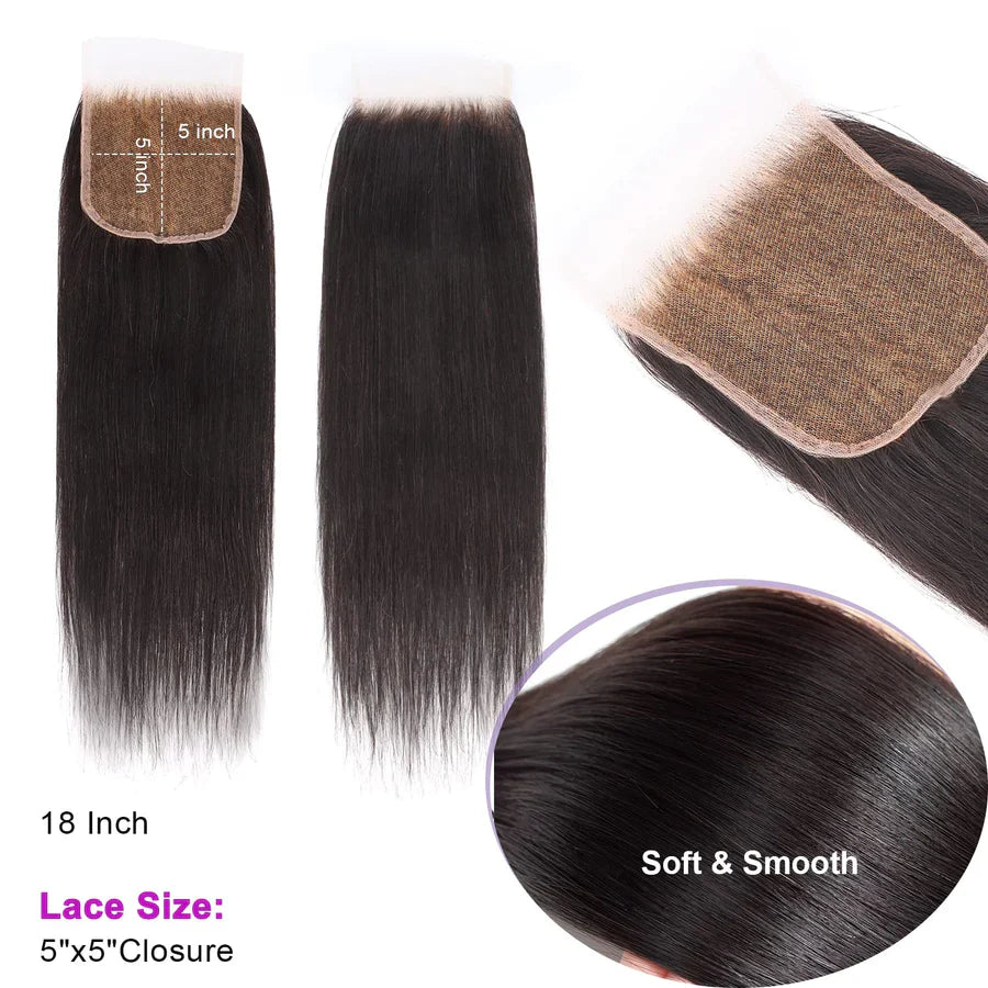 Straight HD Lace Closure Remy Human Hair 12A Free Part With Bangs And Baby Hair (Copy) - Celebrity Hair & Beauty