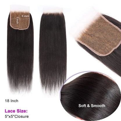 Straight HD Lace Closure Remy Human Hair 12A Free Part With Bangs And Baby Hair (Copy) - Celebrity Hair & Beauty