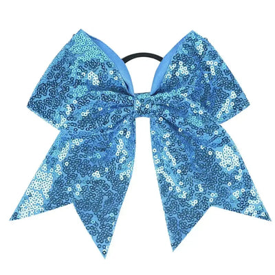 Big Bowknot Girl Hairband Girls Ribbon Cheerleading Hair Bows with Sequin Beads Kids Ponytail Holder Women Elastic Hair Tie ZL