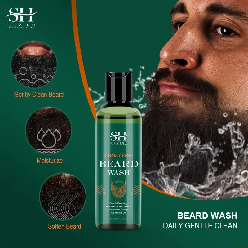 Beard Growth Kit For Men Tea Tree Hair Enhancer Thicker Beard Care Oil Nourishing Moisturizing Beard Conditioner Anti Hair Loss Celebrity Hair & Beauty