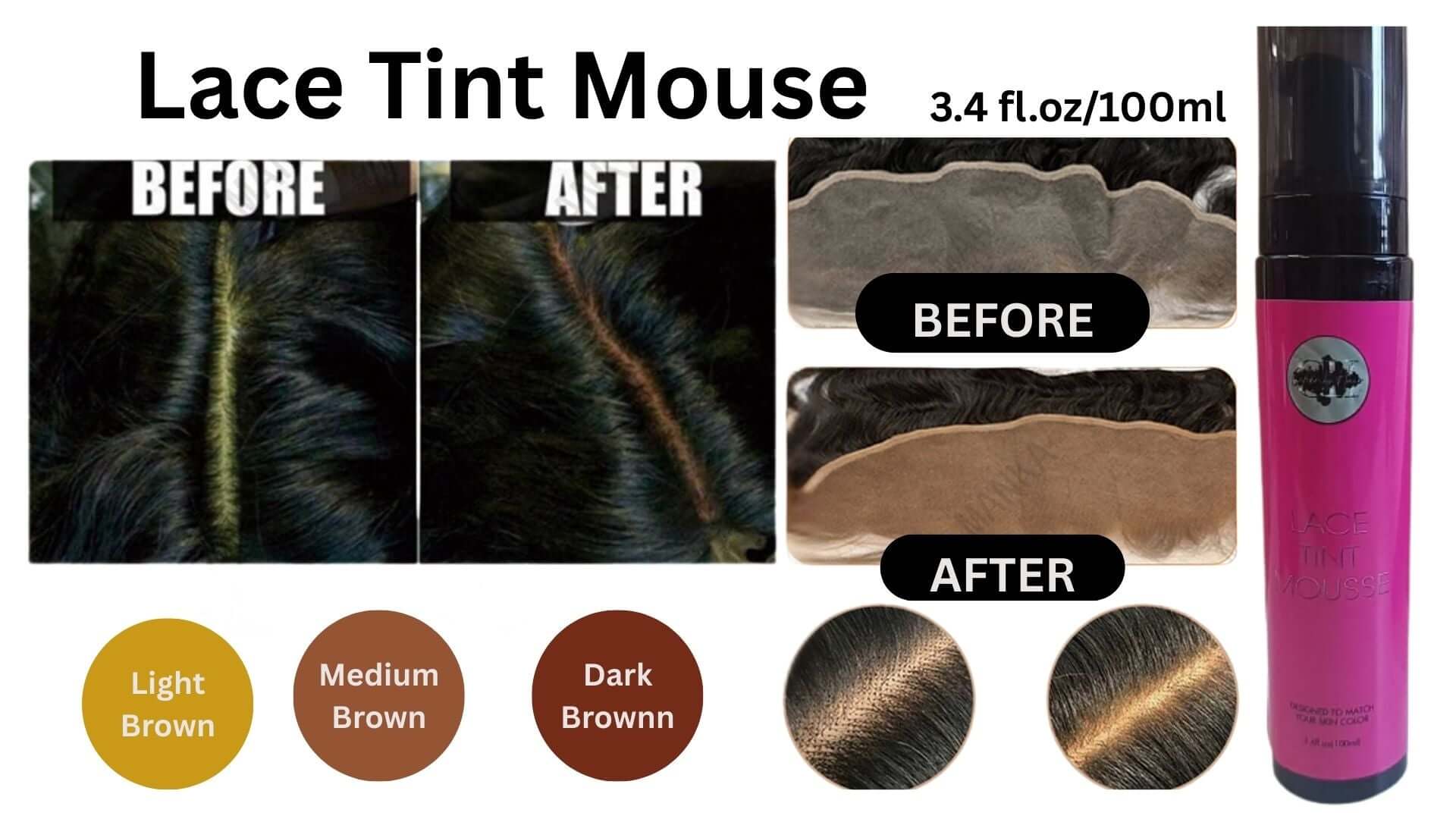 Lace Tint Mousse Hair Styling Foam For Lasting Color 3.4 Fl Oz.