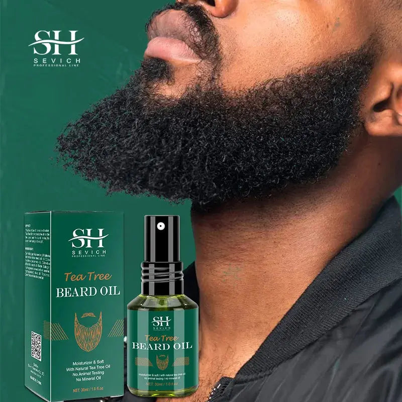 Beard Growth Kit For Men Tea Tree Hair Enhancer Thicker Beard Care Oil Nourishing Moisturizing Beard Conditioner Anti Hair Loss Celebrity Hair & Beauty