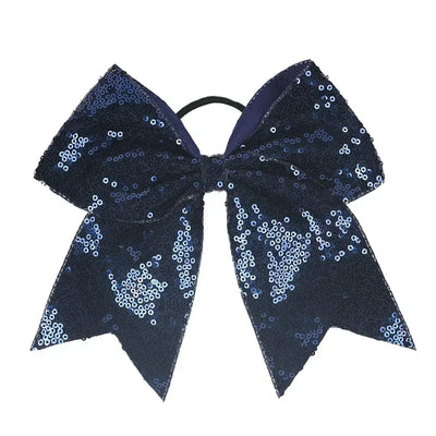 Big Bowknot Girl Hairband Girls Ribbon Cheerleading Hair Bows with Sequin Beads Kids Ponytail Holder Women Elastic Hair Tie