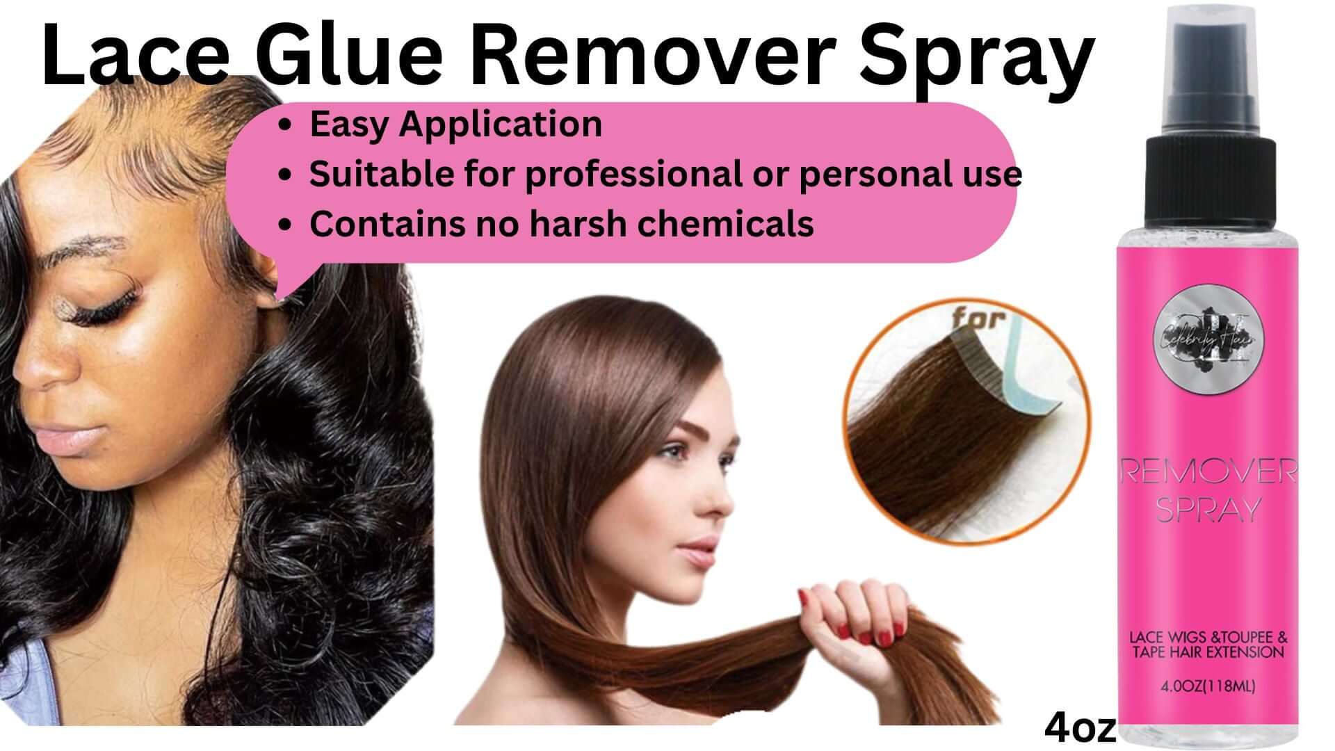 Lace Remover Spray 4oz Gentle Quick Lace Removal For Wigs.