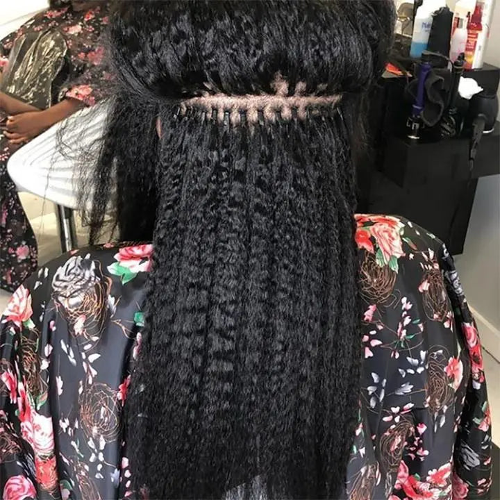 Raw Human Kinky Straight -I Tip Human Hair Extensions