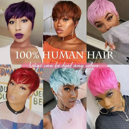 613 Lace Front Wig 100% Brazilian Short Bob Pixie Cut.