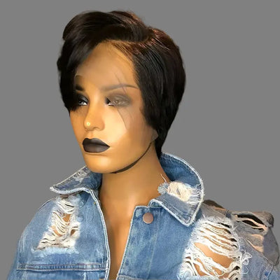 Pixie Short Cut Human Hair Lace Front Wig Transparent Lace