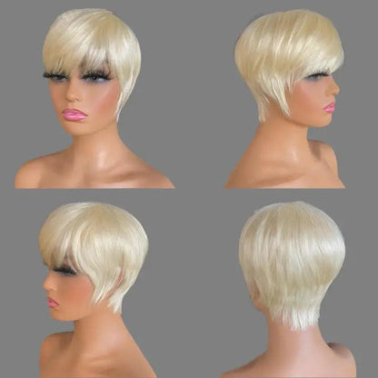 613 Lace Front Wig 100% Brazilian Short Bob Pixie Cut.