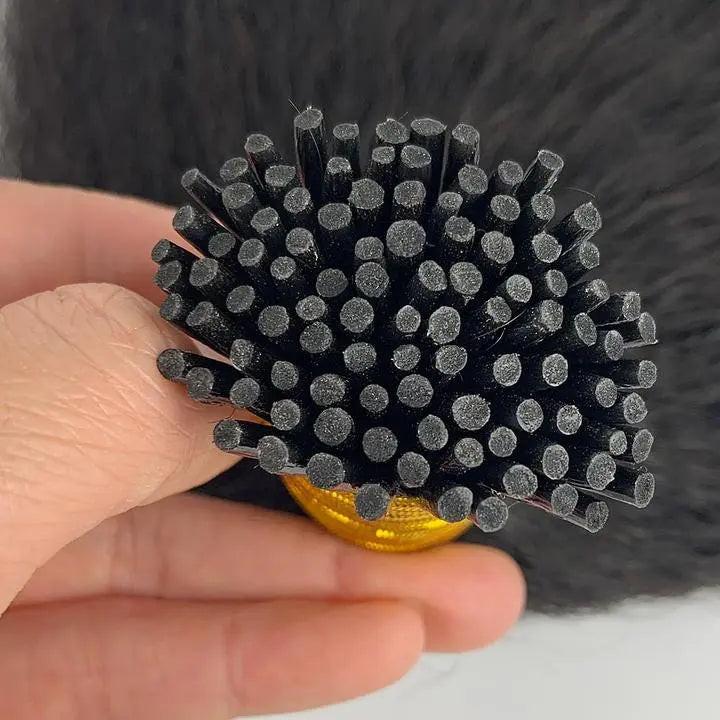 Raw Human Kinky Straight - I Tip Human Hair Extensions.