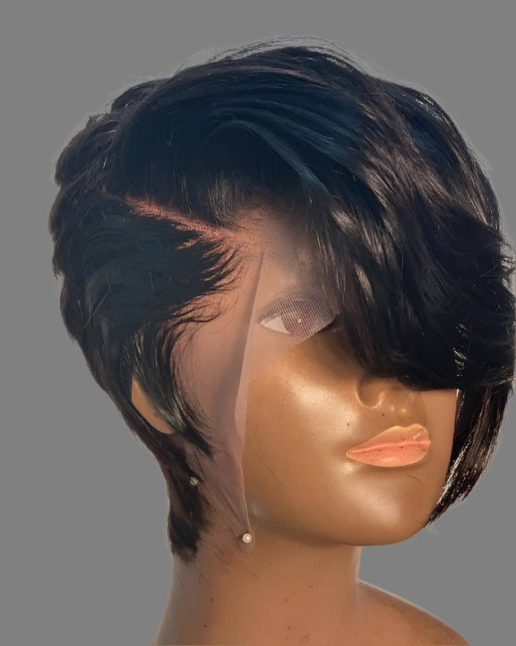 Pixie Short Cut Human Hair Lace Front Wig Transparent Lace 8 Inches 13x4