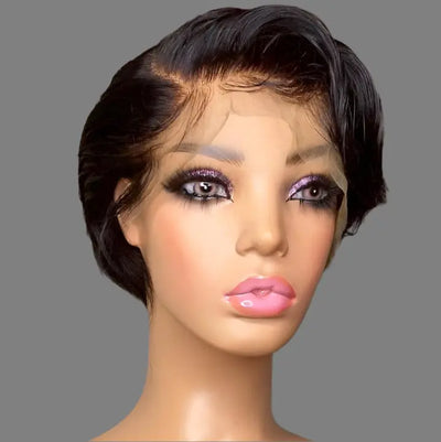 Pixie Short Cut Human Hair Lace Front Wig Transparent Lace
