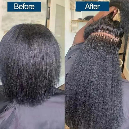 Raw Human Kinky Straight - I Tip Human Hair Extensions.