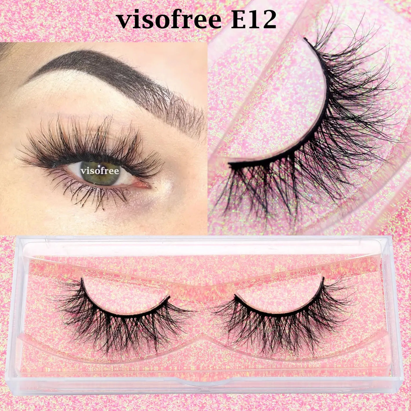 Premium VisoFree Handmade Mink Eyelashes M58 E12