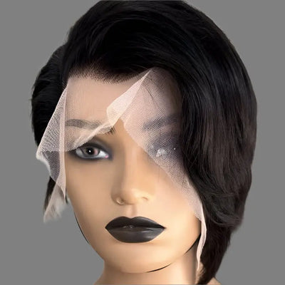 Pixie Short Cut Human Hair Lace Front Wig Transparent Lace