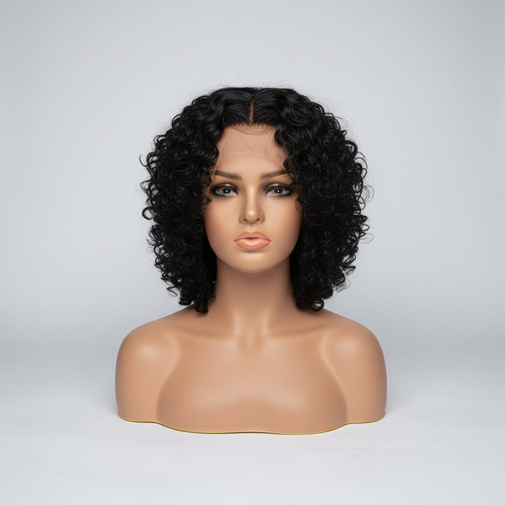 200/250% Density Human Hair Lace Front Wig Deep Curl Style.