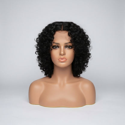 200/250% Density Human Hair Lace Front Wig Deep Curl Style.
