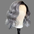 Grey Bob Wig Lace Front Human Hair Wigs Short Pixie Cut.