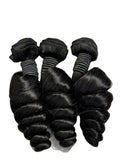 Loose wave Brazilian 100% virgin hair bundles, 12-40 inch, deep black with natural shine.