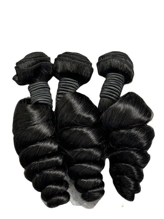 Loose wave Brazilian 100% virgin hair bundles, 12-40 inch, deep black with natural shine.
