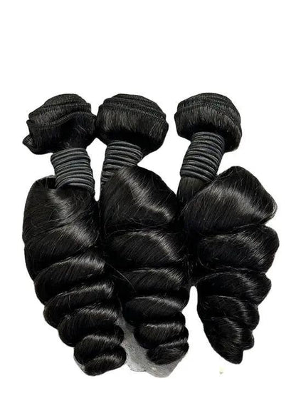 Loose wave Brazilian 100% virgin hair bundles, 12-40 inch, deep black with natural shine.