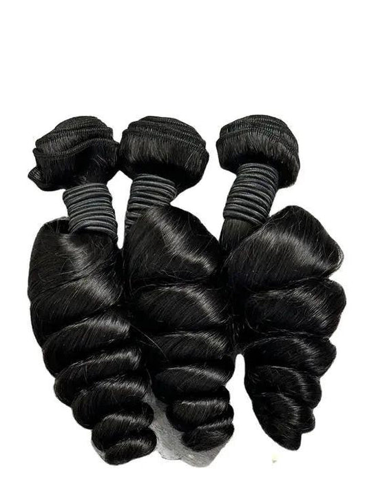 Loose wave Brazilian 100% virgin hair bundles, 12-40 inch, deep black with natural shine.