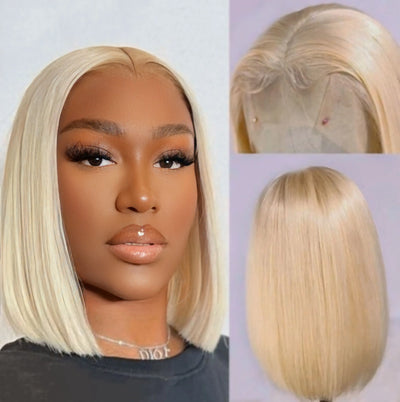 613 Blonde Bob Wig Short Straight Human Hair Wigs