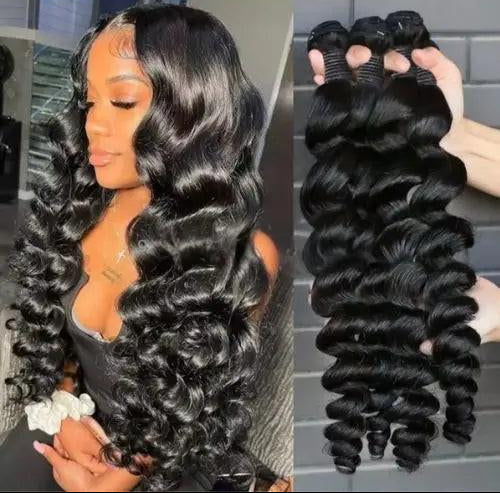 Vietnam Hair- 16 -32 Inches Human Hair Bundles Vietnam Loose Wave Super Double Drawn Raw Hair with 5x5 Lace Closure.