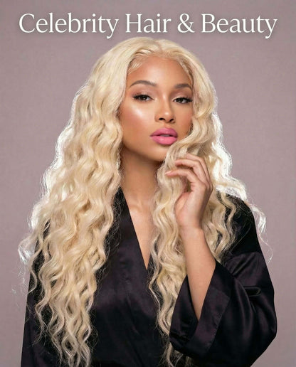 HD Glueless Pre-Plucked Loos Deep Wave Human Wig Brazilian Blonde.