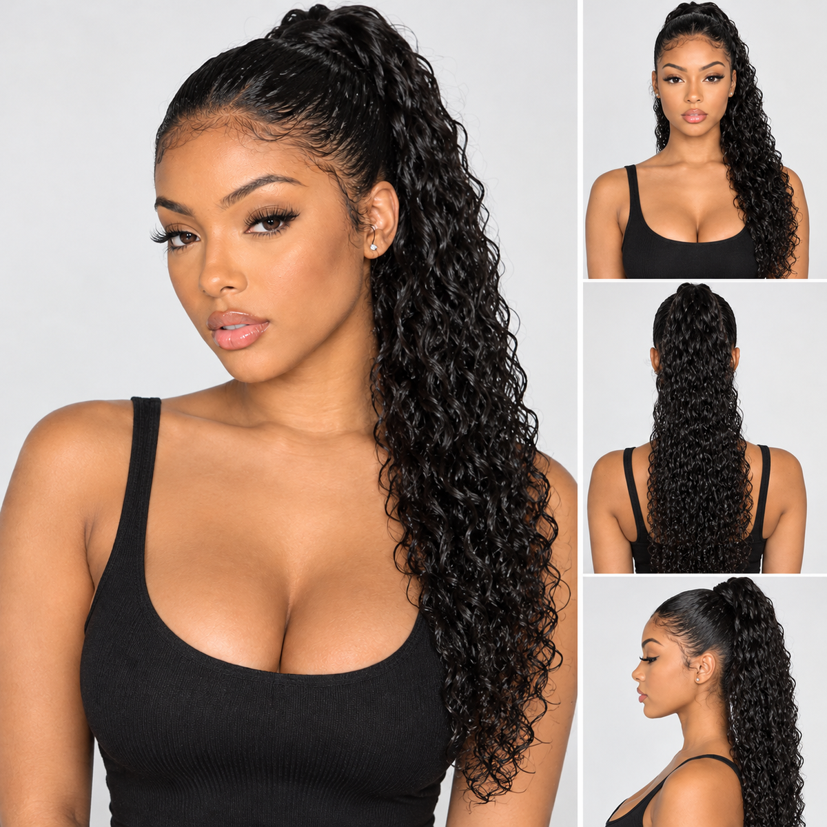 Water Wave drawstring half wig 20 "