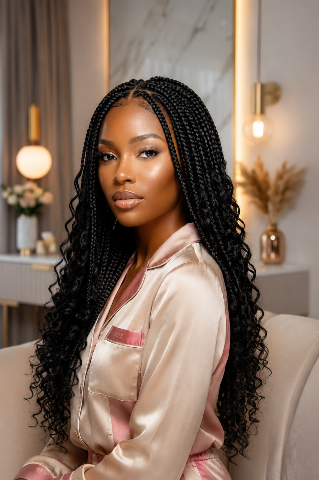 Boho Beauty Full Lace Braided Wig – 36 Inch Synthetic Hair Elegance