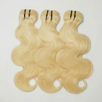 Three 613 blonde raw Indian hair bundles, body wave, 8-40 inches, double drawn.