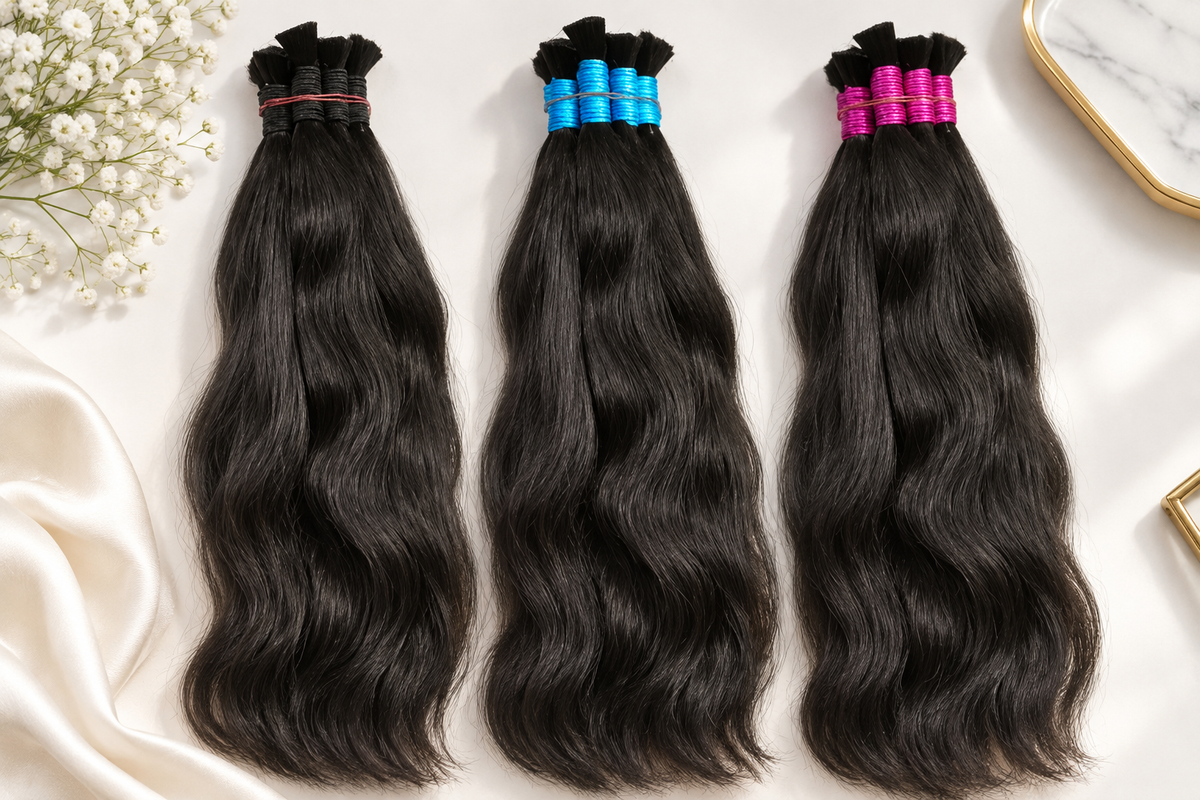 Natural Wave 100% Human Hair Extensions and Indian Hair Bulk Extensions-10A