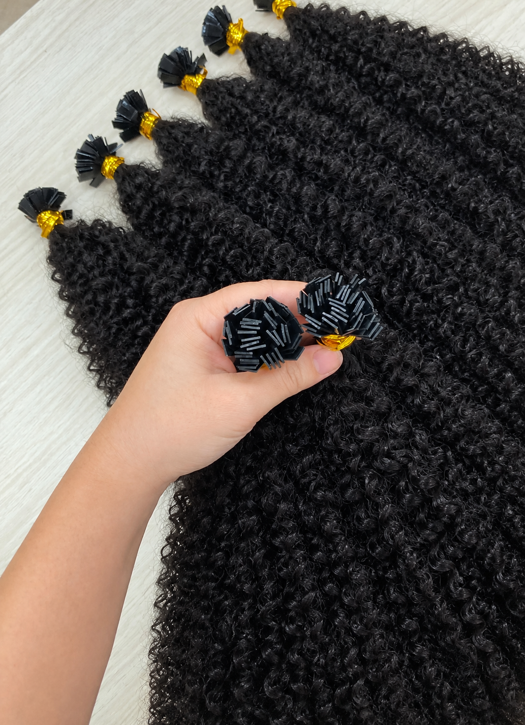 Raw Kinky Curly K Tip Hair Bundles Keratin Tipped Ends