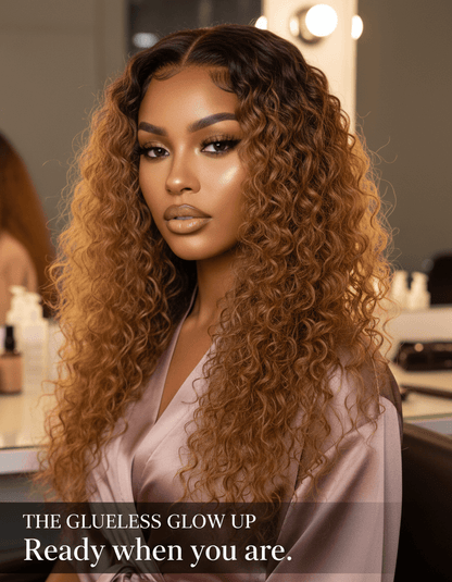 Water Wave Lace Front Wig Brazilian Ombre Honey Blonde 30 Inch Human Hair.