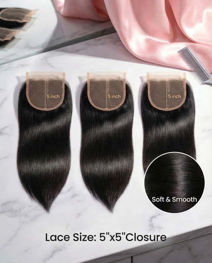 Straight HD Lace Closure Remy Human Hair 12A Free Part With Bangs And Baby Hair (Copy) - Celebrity Hair & Beauty