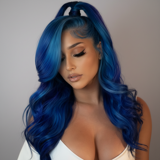 13x6 HD 360blue Curly Natural Frontal Human Hair Wig